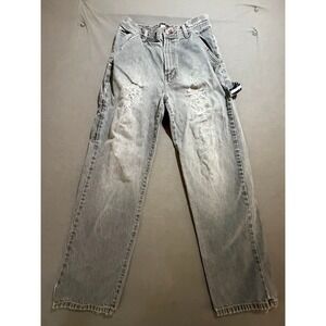 Tommy‎ Hilfiger Carpenter Jeans Distressed Gray Light Wash Denim 28X30 Y2K.